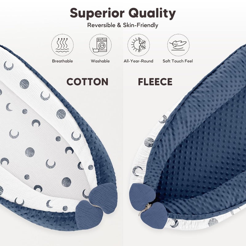 Bearmoss Baby Lounger Pillow - Infant Lounger Pillow for Newborn 0-24 Months, Soft, Breathable & Portable Baby Lounger Pillow for Boys & Girls, Cozy Baby Floor Seat for Home & Travel (Bluemoon) - Image 4